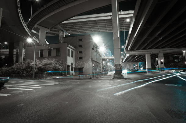 城市道路立交桥高架桥夜景