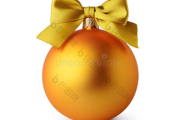 金色圣诞球与丝带蝴蝶结