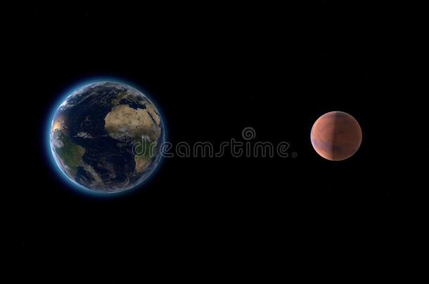 地球和<strong>火星</strong>，土壤地壳，空间，太阳系