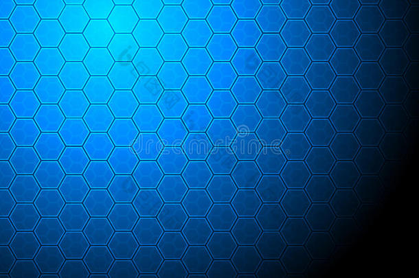 深蓝色背景矢量技术和业务模板上的抽象六边形