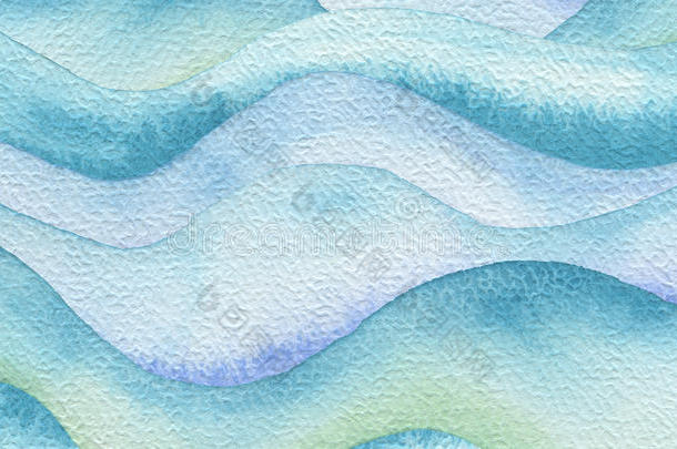 抽象波浪水彩画背景。 纸的纹理。