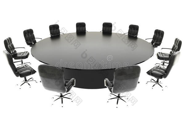 <strong>会议室</strong>、<strong>会议室</strong>和会议桌椅。 商业概念。 隔离3D渲染。