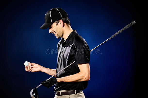 高尔夫球运动高尔夫球手打高尔夫球孤立的男人