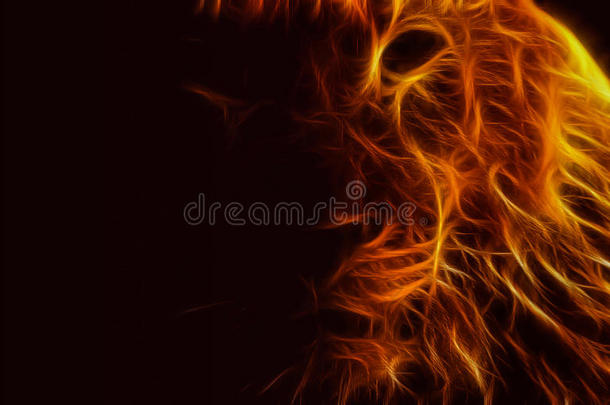 抽象形象狮子火焰黑暗黑色
