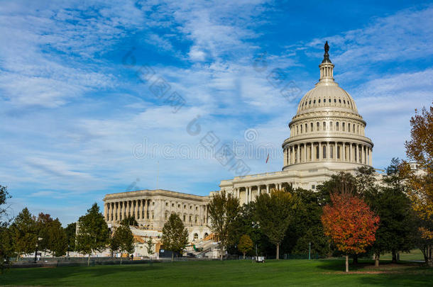 白天景观美国国会大厦华盛顿特区草蓝s