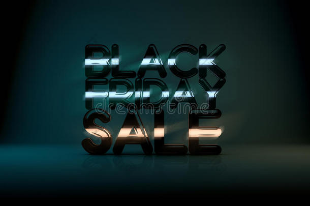 黑色星期五销售技术3D背景与霓虹灯辉光
