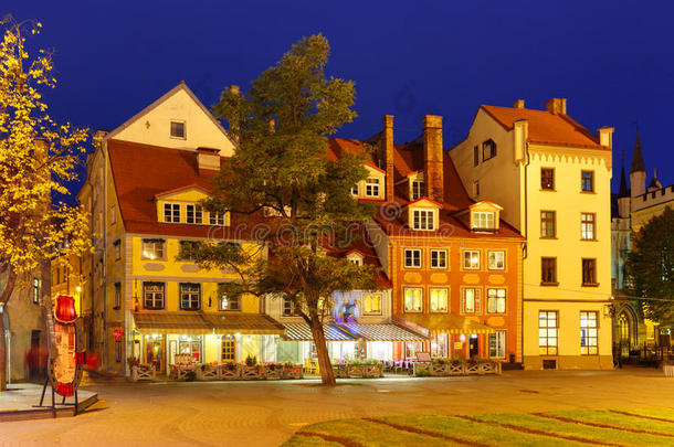 拉脱维亚里加古城的市政厅广场