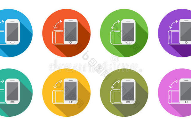 彩色旋转圆形平板智能手机或手机