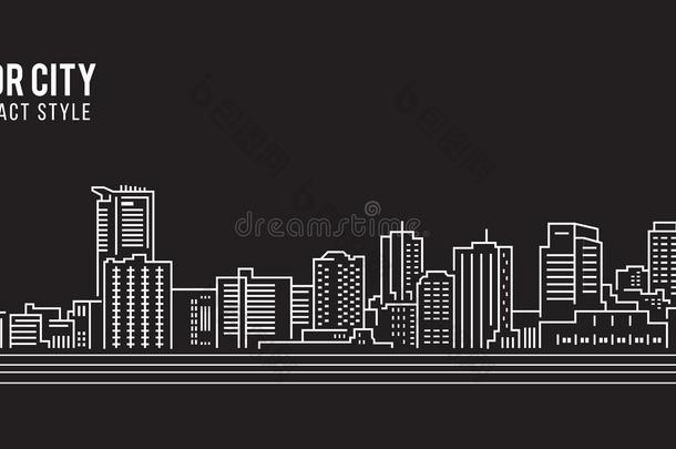 城市景观建筑线艺术矢量插图设计-温莎城市