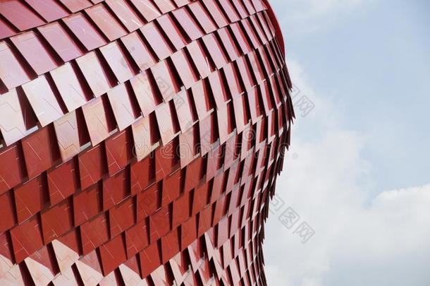 红色现代瓷砖屋顶的细节