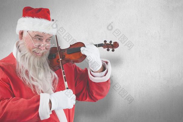 微笑的<strong>圣诞老人</strong>拉小提琴的复合<strong>形象</strong>