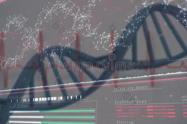 暗红色背景上的三维基因图