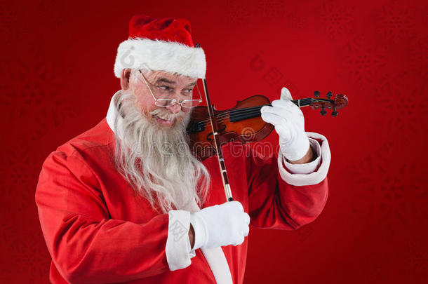 微笑的圣诞老人拉小提琴的复合形象