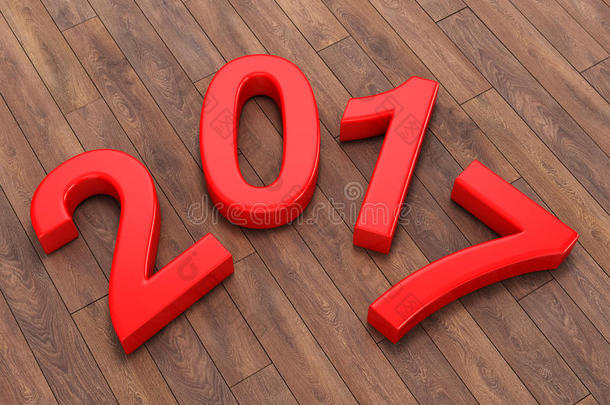 三维渲染2017年新年红色数字