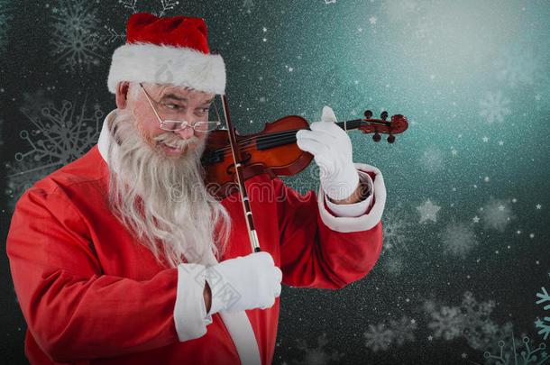微笑的圣诞老人拉小提琴的复合形象