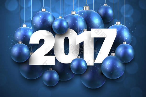 蓝色2017年新年背景。