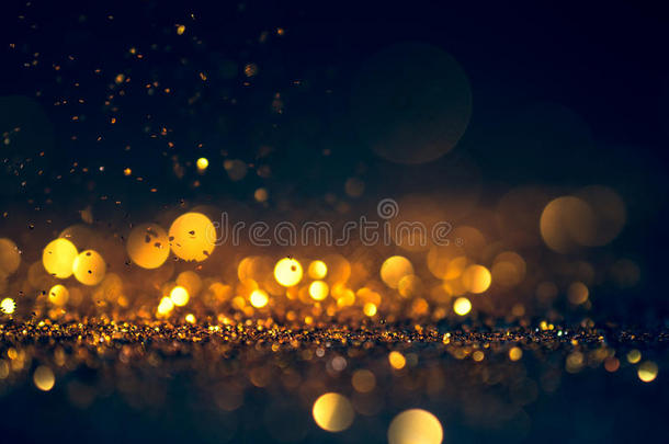 闪光灯闪烁背景，闪光散焦抽象闪烁灯和星星圣诞背景。