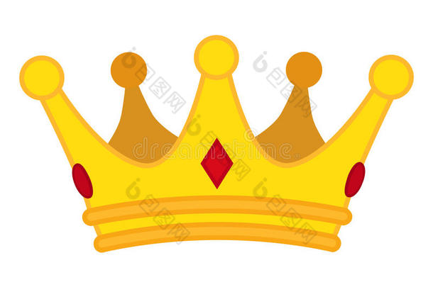 金色皇冠卡通图标。 君主的矢量珠宝。