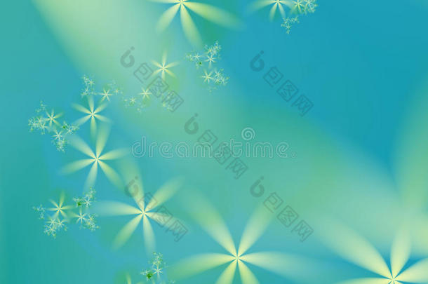 蓝色绿色/茶色分形，具有随机平静的花卉图案