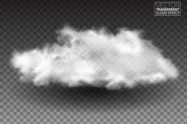 蓬松的白云。 现实向量设计元素。 烟雾对透明背景的影响。 矢量插图