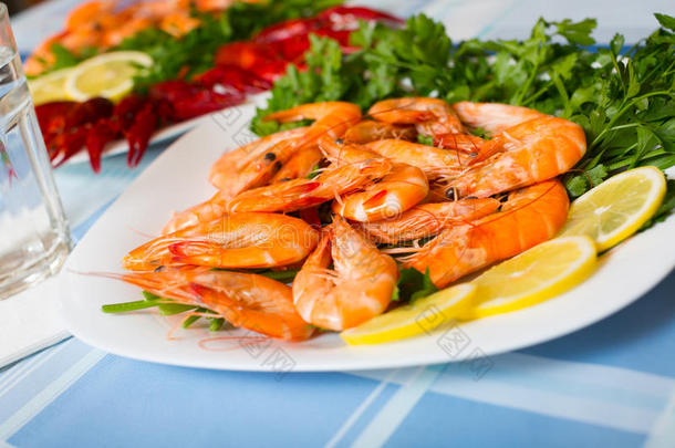 美味的地中海海鲜虾和<strong>小龙虾</strong>