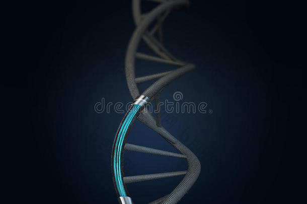人工DNA分子的三维图示。 DNA结构的人工智能。