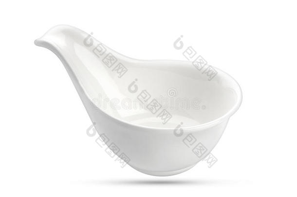 白色背景上隔离的空碗或酱船