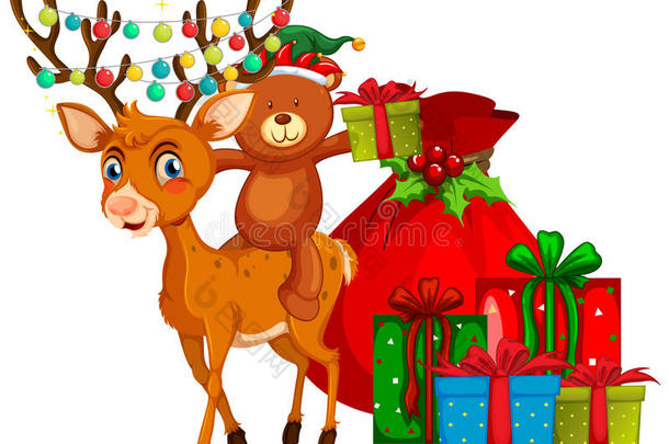 <strong>圣诞主题</strong>与驯鹿和礼物
