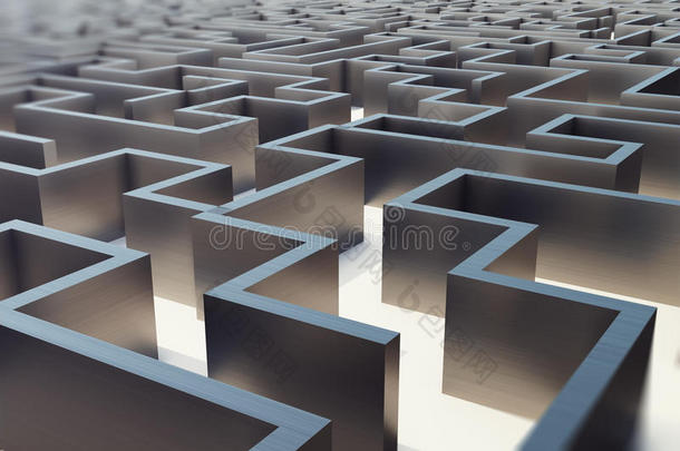 三维插图共圆迷宫，复杂问题解决概念