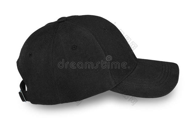 棒球黑色帽子隔离在白色背景上。