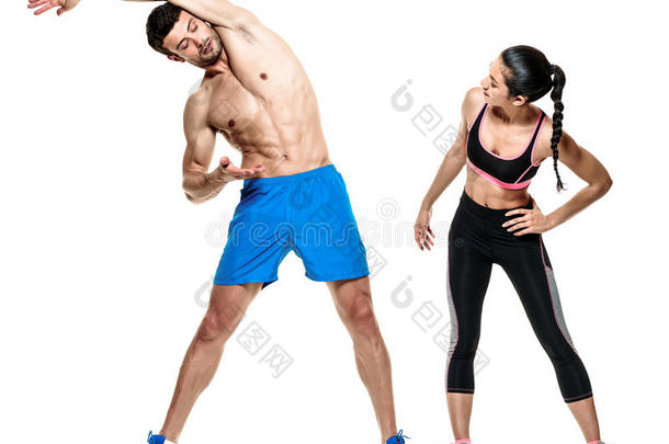 夫妇男女健身运动隔离
