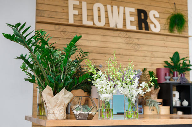 花店内部，花卉设计工作室的小企业