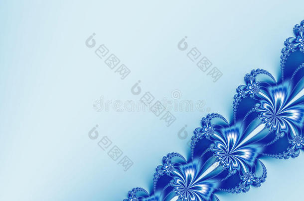 花式对角线带状分形在蓝色和白色闪光，类似于花
