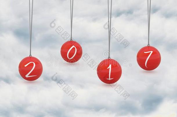 2017年在红色悬挂鲍布尔斯对一个复合图像三维云