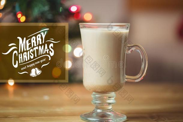 数字复合图像圣诞快乐和新年祝福与咖啡杯