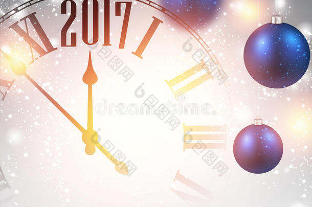 2017年新年背景与时钟。