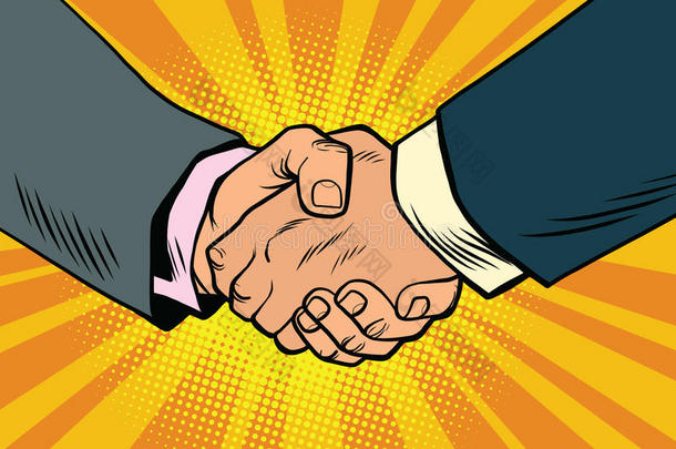 商务握手，伙伴关系和团队合作