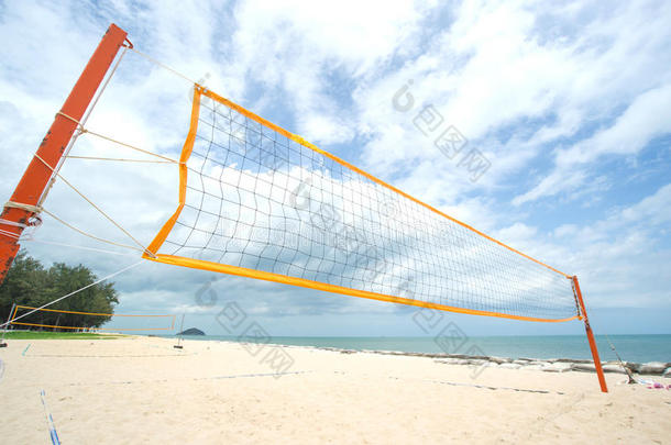 海滩上的沙滩排球网