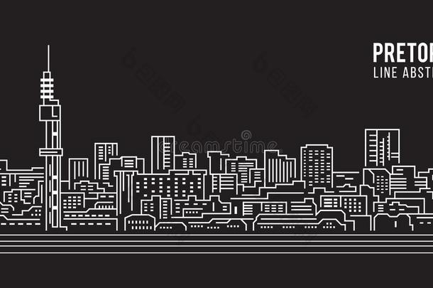 城市<strong>景观建筑</strong>线艺术矢量插图设计-比勒陀利亚城市