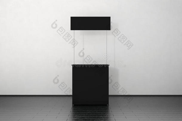 空白黑色宣传片柜台模型站在墙附近