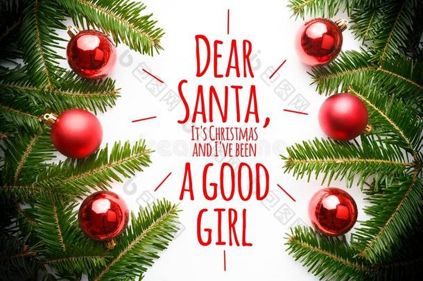 圣诞装饰品上有`亲爱的圣诞老人的信息，这`圣诞节，我`是一个好女孩`