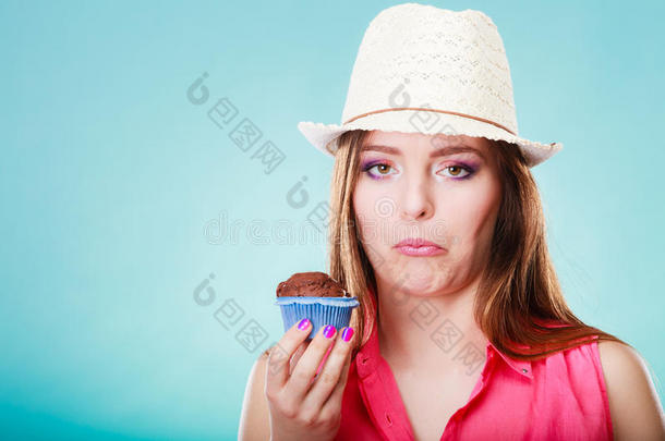 蓝色蛋糕卡路里胆固醇特写镜头