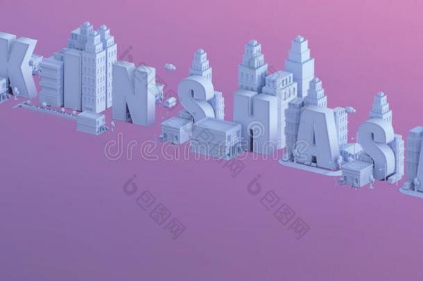 <strong>三维</strong>渲染一个迷你<strong>城市</strong>，排版3D的名字金沙萨