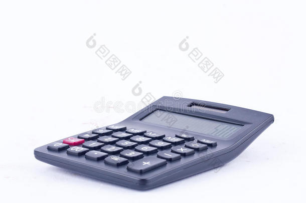 计算数字的计算器会计会计业务计算在白色背景孤立的侧面视图