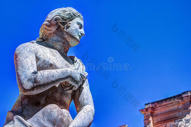著名的耻辱喷泉在巴洛克广场普雷托里亚，巴勒莫，西西里