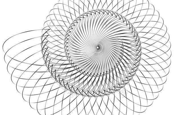 几何螺旋。 蜗壳，螺旋元件。 抽象几何病态
