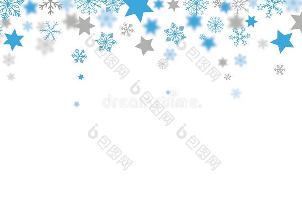蓝色灰色圣诞标题雪花明星