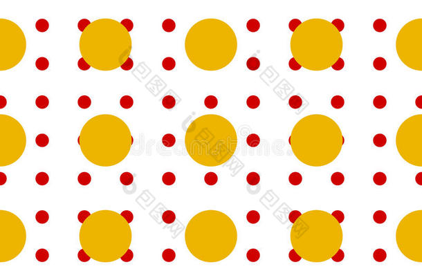 圆圈图案-基本双调，红黄色可重复图案