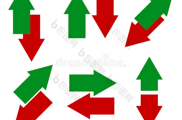绿色，红色箭头在相反的方向。 上，下，左，右