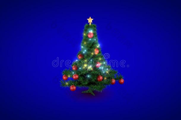 圣诞树蓝色背景